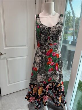 NWOT Maeve by Anthropologie Black Floral Sleeveless Dress with Side zipper